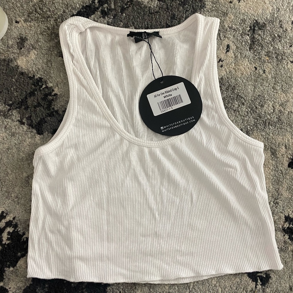 White Fox Boutique All For One Ribbed Crop White
